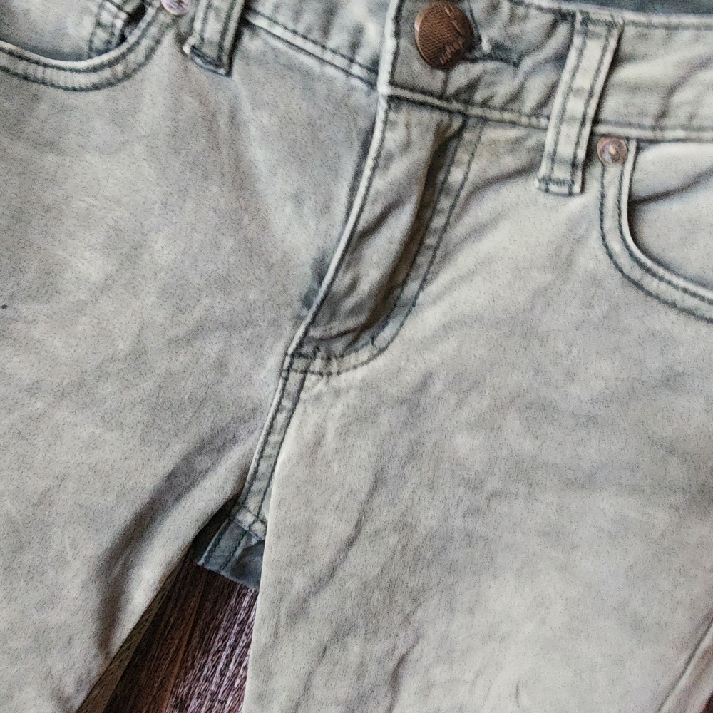 Free People Jeans Women's Size 26 Green Skinny Zipper Detail Garment Dyed Soft - Picture 2 of 10